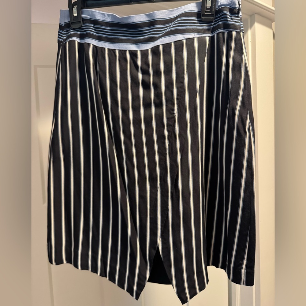 LOFT Black and White Striped A-Line Skirt